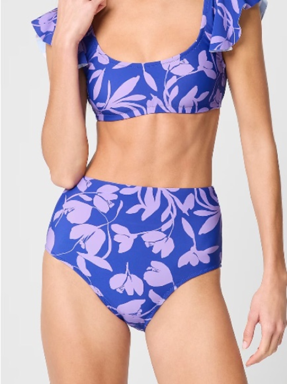 J crew regal violet blue Printed high-waisted bikini bottom